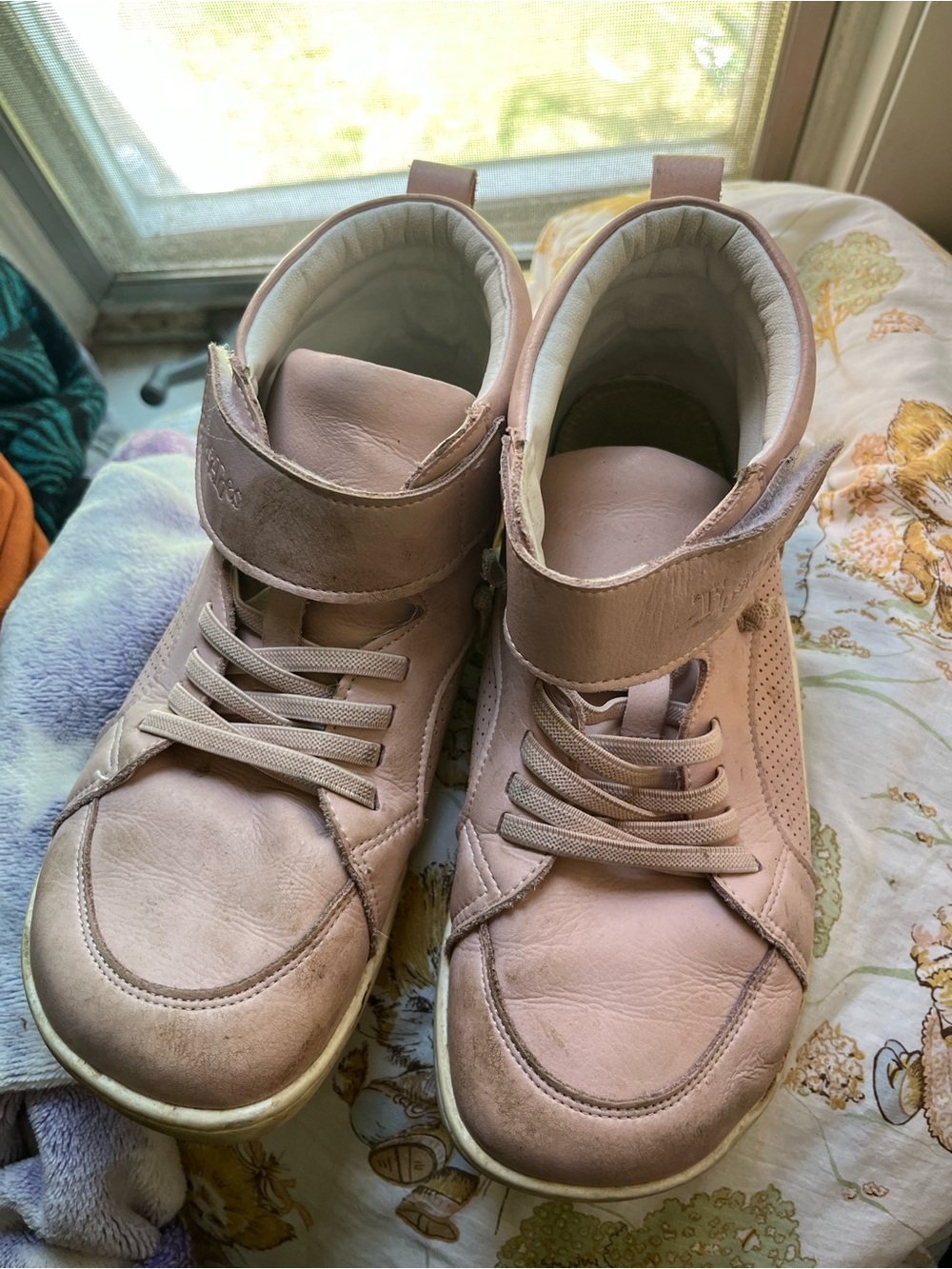 TipsieToes pink leather high tops